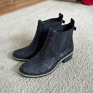 Kate Spade Domina Sedgewick Boots New York Women's Sz 4/5 Black Glitter Sparkle